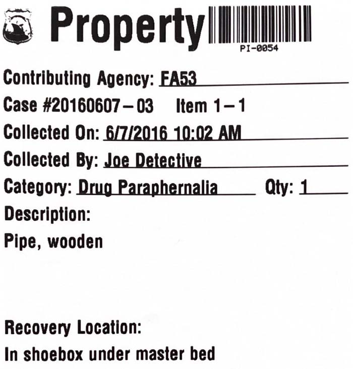 Property Barcode Label